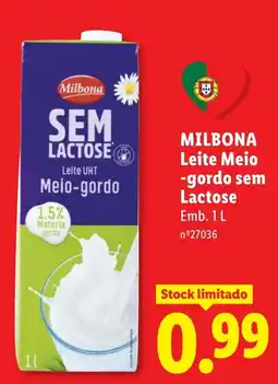 Lidl Milbona leite meio-gordo sem lactose promoção