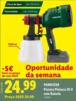 Lidl parkside pistola pintura 20 v sem bateria promoção