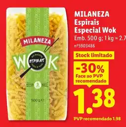 Lidl milaneza espirais especial wok promoção