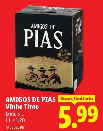 Lidl Amigos de piás vinho tinto promoção