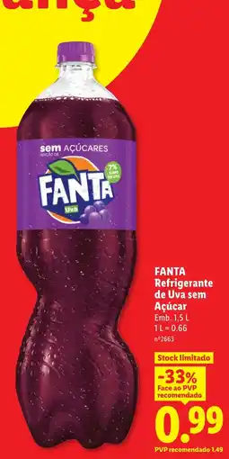 Lidl Fanta refrigerante de uva sem açúcar promoção