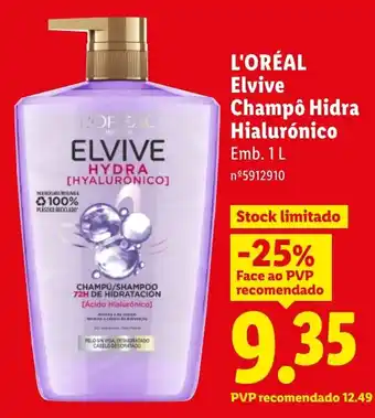 Lidl L'oreal elvive champô hidra hialurónico promoção