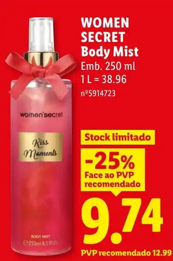 Lidl women'secret body mist promoção