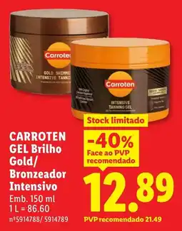 Lidl Carroten gel brilho gold/bronzeador intensivo promoção