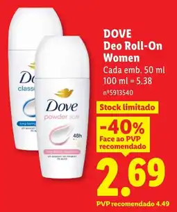 Lidl Dove Deo Roll-On Women promoção