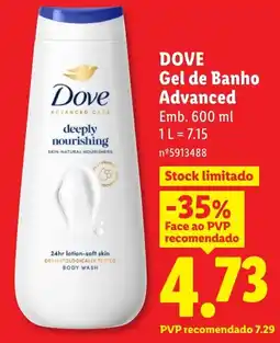 Lidl Dove gel de banho advanced promoção