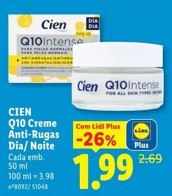 Lidl Cien Q10 Creme Anti-Rugas Dia/Noite promoção