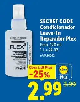 Lidl Secret Code condicionador leave-in reparador plex promoção