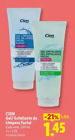 Lidl Cien gel/ exfoliante de limpeza facial promoção