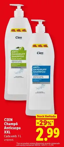 Lidl Cien Champô Anticaspa XXL promoção