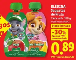 Lidl Blédina Saquetas de Fruta promoção