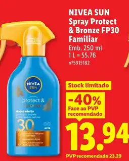 Lidl nivea sun spray protect & bronze fp30 familiar promoção