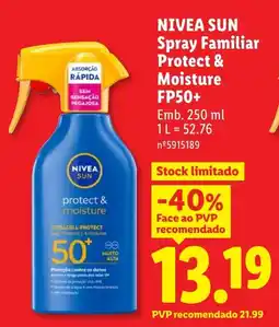 Lidl Nivea sun spray familiar protect & moisture promoção
