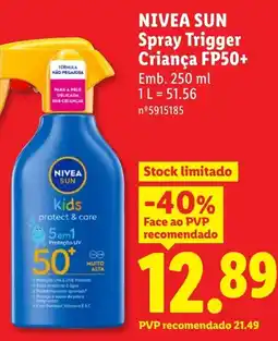 Lidl nivea sun spray trigger criança fp50+ promoção