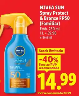 Lidl nivea sun spray protect & bronze fp50 promoção