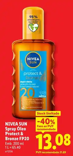 Lidl Nivea sun spray óleo protect & bronze fp20 promoção