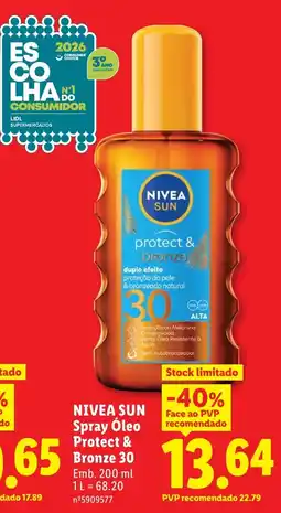 Lidl nivea sun spray óleo protect & bronze 30 promoção
