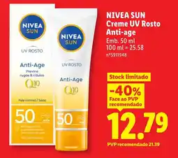 Lidl Nivea sun creme uv rosto anti-age promoção