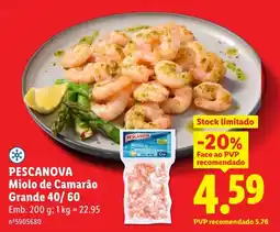 Lidl Pescanova miolo de camarão grande promoção