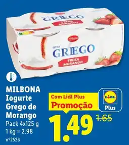 Lidl Milbona iogurte grego de morango promoção
