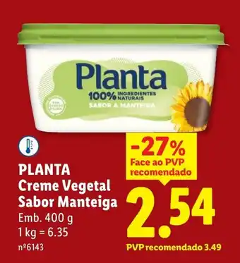 Lidl Planta creme vegetal sabor manteiga promoção
