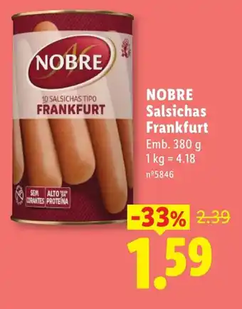 Lidl Nobre salsichas frankfurt promoção