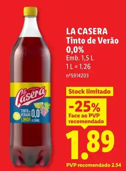 Lidl La Casera Tinto de Verão promoção