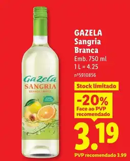 Lidl Gazela sangria branca promoção