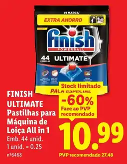Lidl Finish ultimate pastilhas para máquina de loiça all in 1 promoção