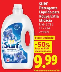 Lidl Surf detergente líquido para roupa extra eficácia promoção