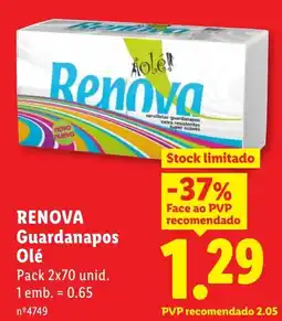 Lidl Renova guardanapos olé promoção