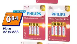 Action Pilhas Philips Pilhas AA ou AAA promoção