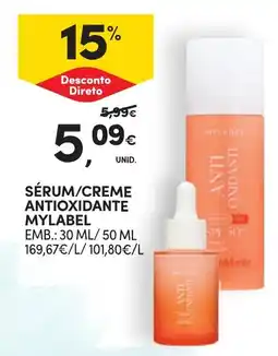 Continente sérum/creme antioxidante mylabel promoção
