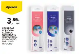 Continente recargas p/ escova elétrica continente sensitive/total clean/carvão promoção
