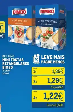 Makro Mini tostas retangulares bimbo promoção