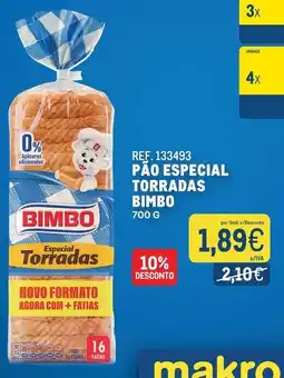 Makro Especial pão especial torradas bimbo promoção