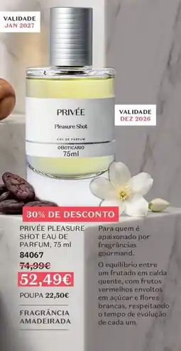 O Boticário Privée pleasure shot eau de parfum promoção