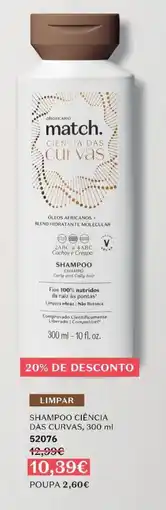 O Boticário Match shampoo ciência das curvas promoção