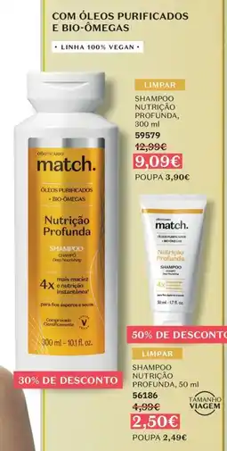 O Boticário Match shampoo nutrição profunda promoção