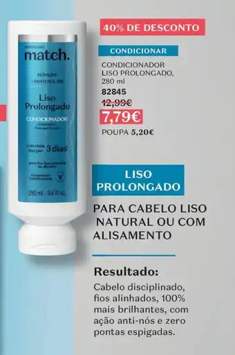 O Boticário Match. condicionador liso prolongado promoção