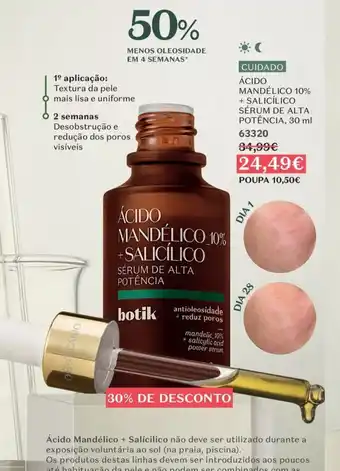 O Boticário ácido mandélico 10% + salicílico sérum de alta potência botik promoção