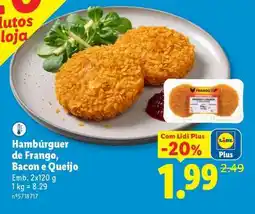 Lidl Hambúrger de Frango, Bacon e Queijo promoção