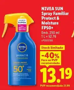 Lidl NIVEA SUN Spray Familiar Protect & Moisture FP50+ promoção
