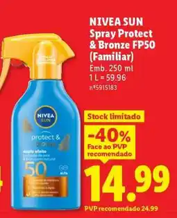 Lidl NIVEA SUN Spray Protect & Bronze FP50 (Familiar) promoção