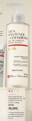 O Boticário Cica pantenol + ceramidas gel de limpeza facial suave, promoção