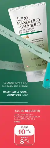 O Boticário Ácido mandélico + salicílico gel de limpeza facial micelar promoção
