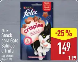 ALDI felix snack para gato salmão e trufa promoção
