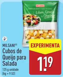 ALDI Milsani cubos de queijo para salada promoção