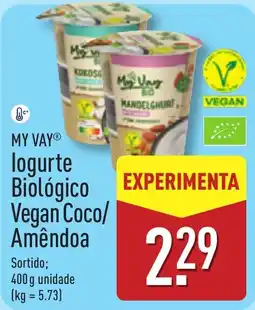 ALDI My Vay logurte biológico vegan coco/amêndoa promoção