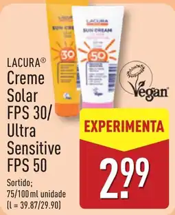 ALDI lacura creme solar fps 30/ ultra sensitive fps 50 promoção